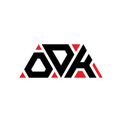 ODK triangle letter logo design with triangle shape. ODK triangle logo design monogram. ODK triangle vector logo template with red color. ODK triangular logo Simple, Elegant, and Luxurious Logo...