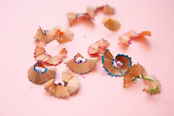 wood shavings from colored pencils when sharpened