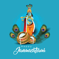 dahi handi festival of shree krishna janmashtami. vector illustration design