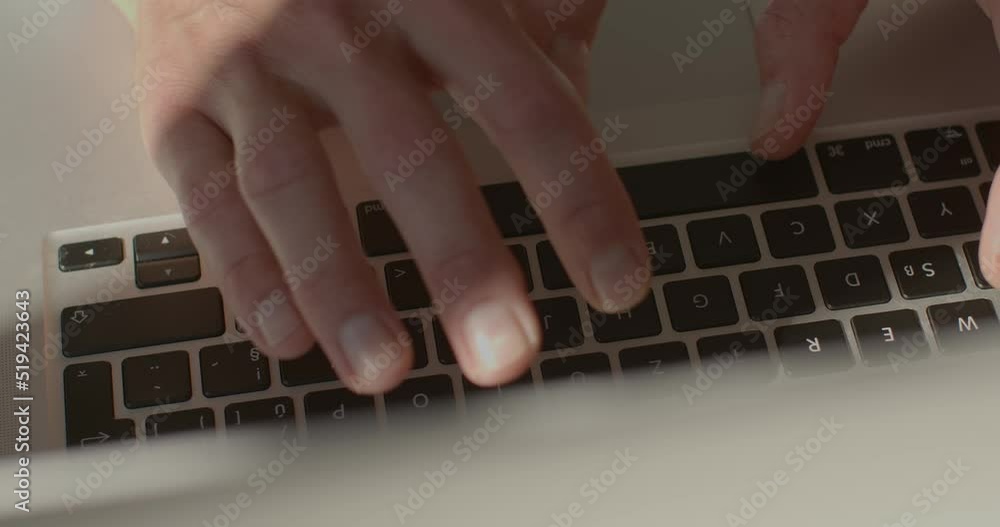 Poster fingers type the text of an electronic message on the buttons. using a computer keyboard. buttons wi