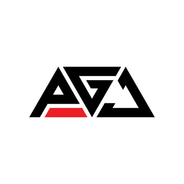 PGJ triangle letter logo design with triangle shape. PGJ triangle logo design monogram. PGJ triangle vector logo template with red color. PGJ triangular logo Simple, Elegant, and Luxurious Logo...