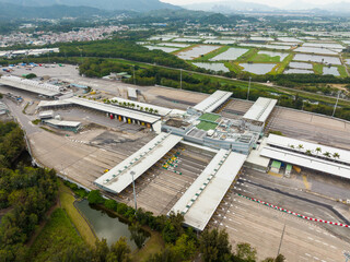 Lok Ma Chau Control Point in Hong Kong city