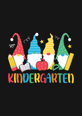 Fototapeta na wymiar Gnome Back To School Kindergarten T-shirt Design