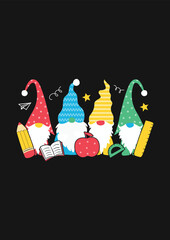 Gnome Back To School Kindergarten T-shirt Design