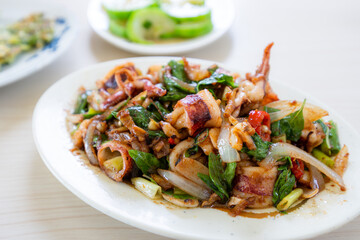 Penghu seafood fried squid with basil