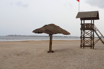 Ghogla Beach UT of Dadra and Nagar Haveli and Daman and Diu Straw Umbrella the Beach for Summer...