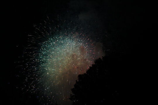 4th of July fireworks in a night sky