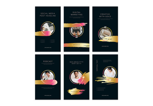Business Story Layout Set with Gold and Pink Accent