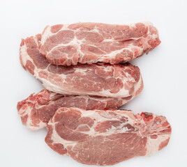 Piece of pork meat isolated on white background.