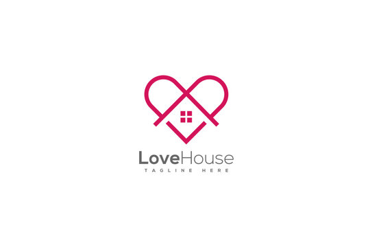 Heart, love shape or Real estate logo icon vector monogram abstract template