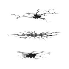 Earthquake Crack with Black Hole in Ground Surface and Destruction Split Vector Set