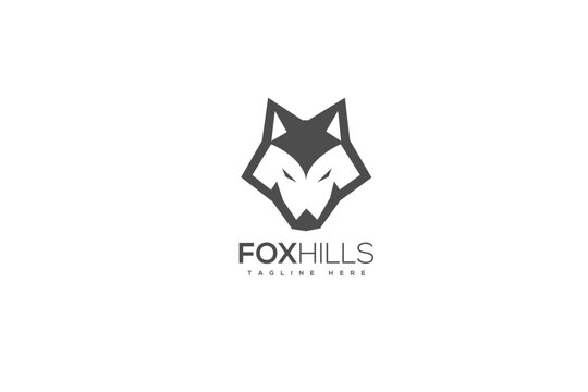 Wolf or fox shape icon logo vector monogram template