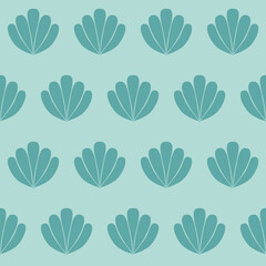 Green mint pastel marine seamless pattern background with shell