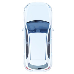 white modern new hatchback car top view for architectural and landscape planning designs.