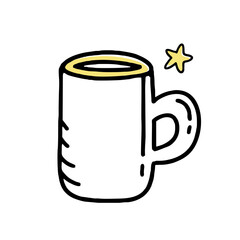 The clipart doodle mug. Vector illustration in line style.