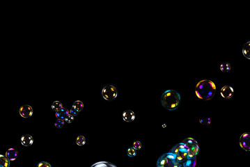 Soap bubbles isolated on a black background