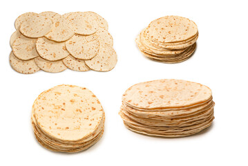 Grilled pitta bread isolated on white background.