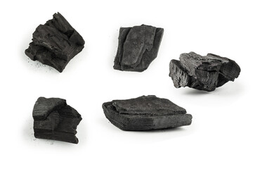 Black oak coal isolated on white background.