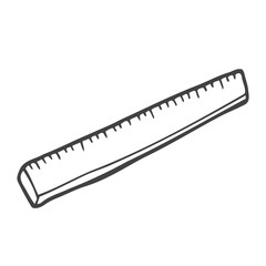Vector illustration. Ruler icon isolated on white background. Office aksessuary. Theme of back to school. Hand drawn simple office supplies doodle clipart. For banner, poster, print, pattern, logo.