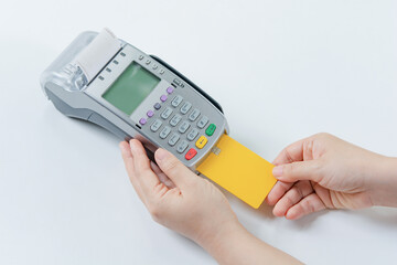 Credit card payment with EDC machine or credit card terminal.