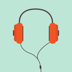 Orange headphones. Vector illustration eps10