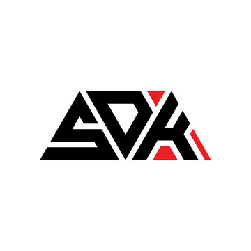SDK triangle letter logo design with triangle shape. SDK triangle logo design monogram. SDK triangle vector logo template with red color. SDK triangular logo Simple, Elegant, and Luxurious Logo...