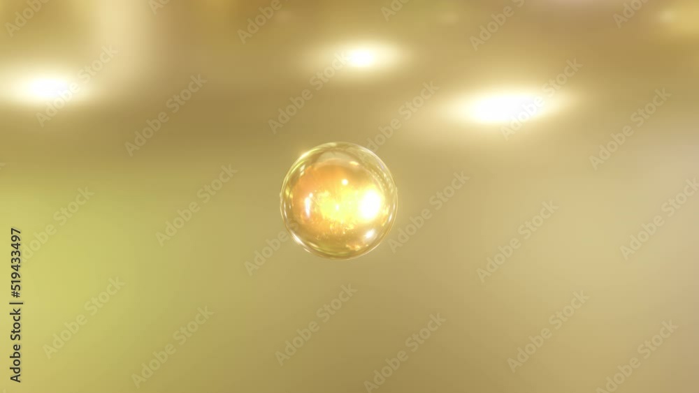 Poster cosmetics 3d animation multivitamin combined into a cream. bubble concept animation merges into skin