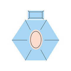 Glass bottle of perfume, toilet water vector flat Illustration. Fragrance bottle.
