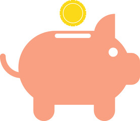 Saving Piggy Bank, Gold Coin Vector