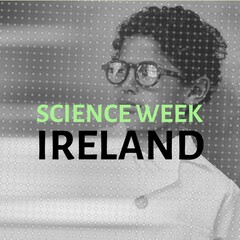 Composition of science week ireland text with biracial schoolboy