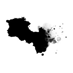 Black artistic country map- form mask on white background. Armenia