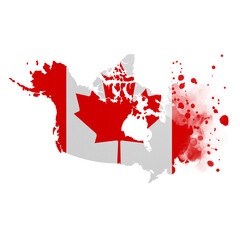 Sublimation background country map- form on white background. Artistic shape in colors of national flag. Canada