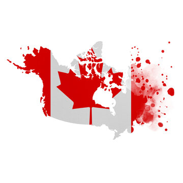 recommend clip art: Sublimation background country map- form on white background. Artistic shape in colors of national flag. Canada