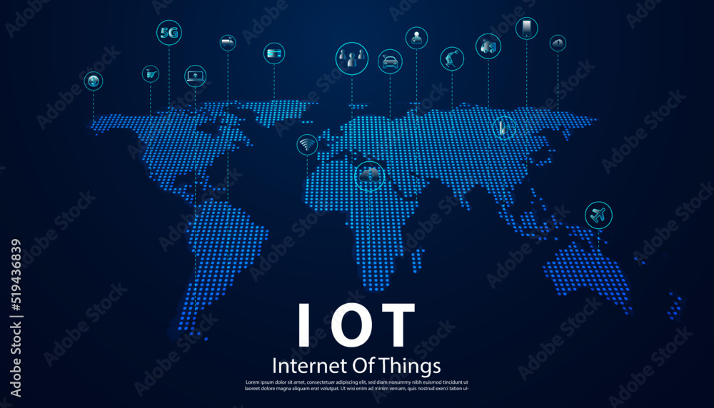 Poster abstract internet of things concept city 5g.iot internet of things communication network innovation 