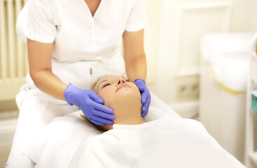 Middle aged woman portrait, cosmetology concept,cosmetic procedures at the dermatologist