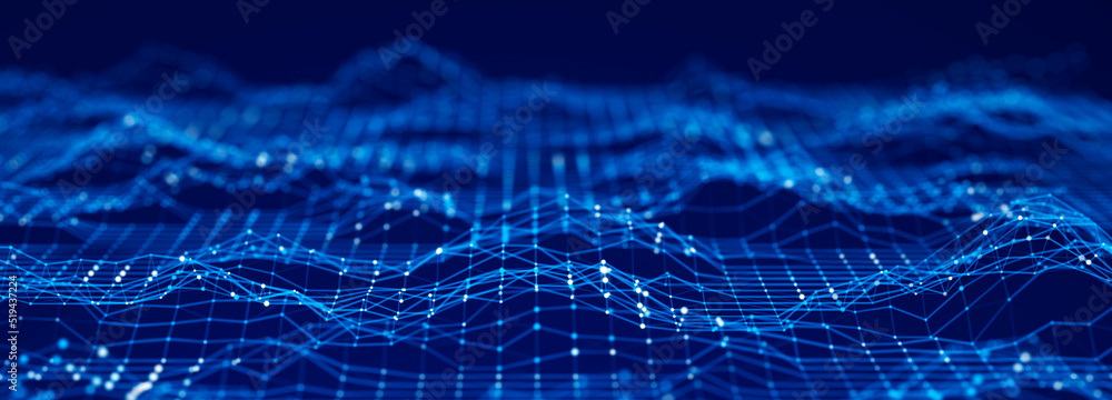 Poster Big Data visualization. Data technology illustration. Science background. 3D