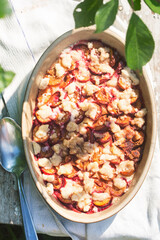 Simple plum crumble cinnamon cake