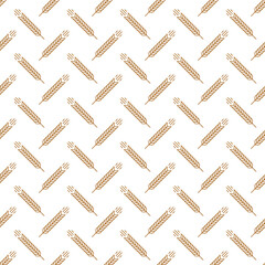 Ear seamless pattern brown color on white background for decoration organic market, bakery shop, natural product store, nature firm, ecology company, garden, farming, forest. Vector Illustration