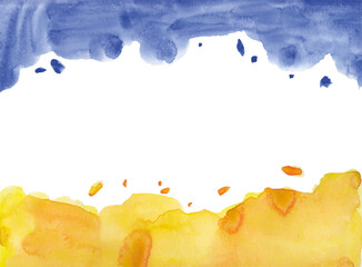 Obraz premium Background watercolor Ukraine vector flag. Support Ukraine. Text place. Blue and yellow.