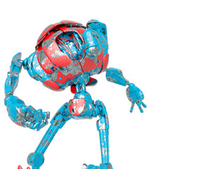 out of date robot is looking for job in white background with copy space