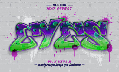 Eyes text graffiti transparent style editable text effect template © Aze