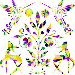 colorful talavera hummingbird mexican art in vector format