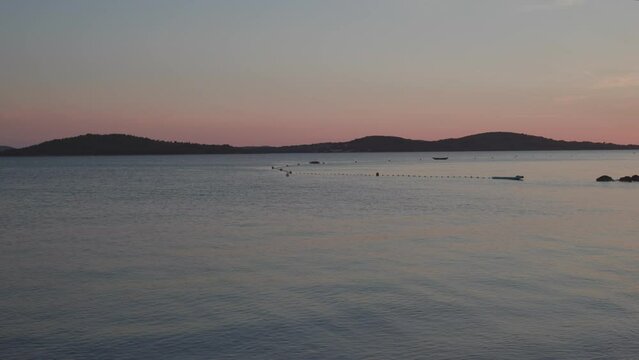 panoramic view of the Adriatic sea with islands and the sunset in the summer 