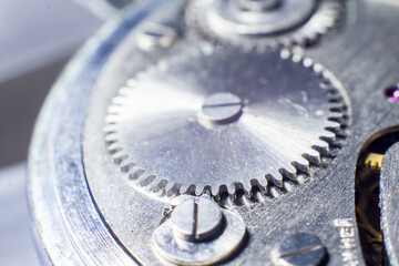 Fototapeta na wymiar Mechanical watch mechanism close up
