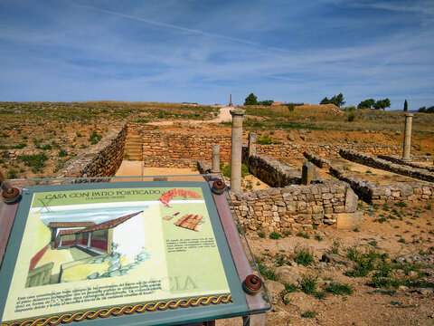 Architectural ruins of Numancia. Ruins at the site of Numancia, Garray, province of Soria, Castilla y Le&oacute;n, Spain.