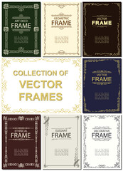 vector frame set art deco, geometric, ethnical style gold color for event, wedding invitation, christmas greeting card, party poster, menu restaurant, cafe, banner. Arabic frame.10 eps
