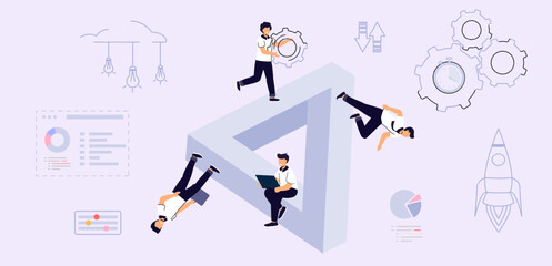 Business team solution Team communication abstract concept vector illustration Effective teamwork abstract metaphors Agile development decisions methodology business concept Agile life rule cycle