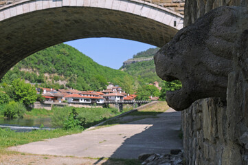 Lion head and old town