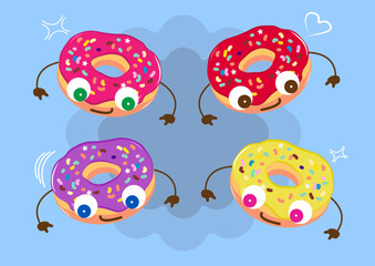 donut friends on a blue background