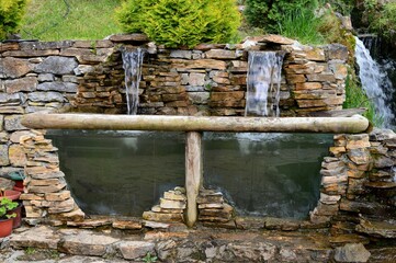 an old fishpond on the river